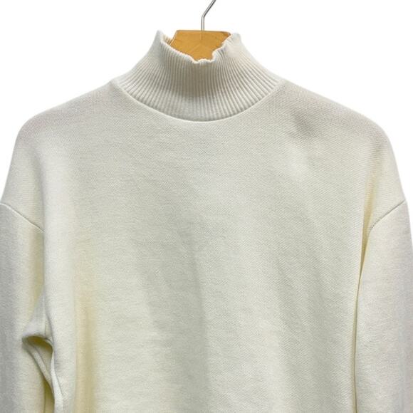 Zara Ivory Mock Neck Drop Shoulder Cropped Sweater size Small NWT - Picture 3 of 6